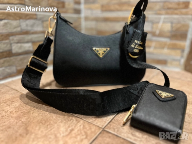 Стилна дамска чанта в стил Prada – с допълнителен портфейл, снимка 2 - Чанти - 52566377