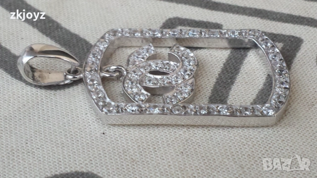 ГОЛЯМА НОВА РОДИРАНА СРЕБЪРНА ВИСУЛКА ШАНЕЛ 8.82 гр. / ПРОБА 925, снимка 4 - Колиета, медальони, синджири - 52020412