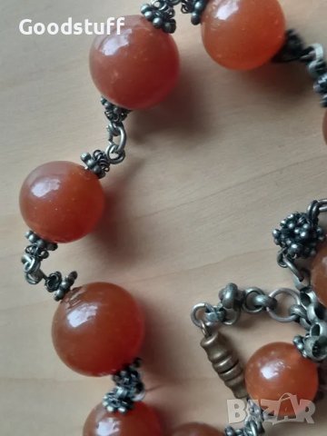 Ретро гердан, етно, карнеол, гранулация, 265к, посребрен бронз,

, снимка 6 - Антикварни и старинни предмети - 48652247