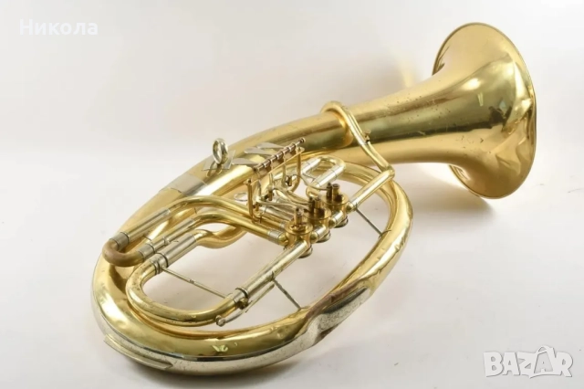 Винтидж месингова туба с роторни клапани - ГДР-  С оригинален куфар