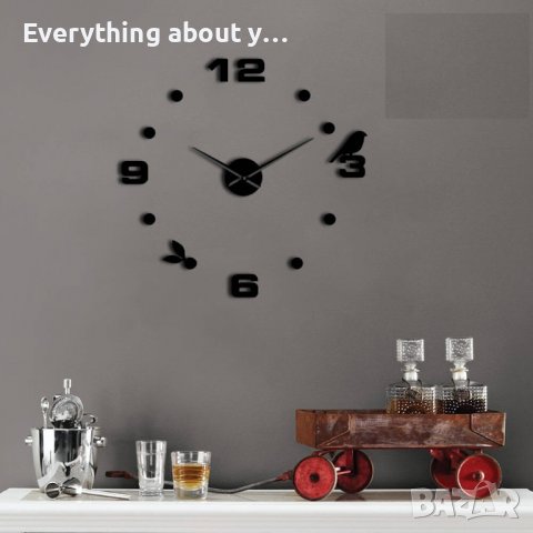 3Д часовник за стена с лепящи цифри, снимка 4 - Стенни часовници - 37633500