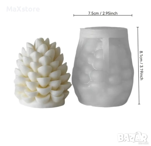 3D Шишарка Коледа Силиконов молд форма за свещи гипс сапун смола , снимка 4 - Форми - 51978595