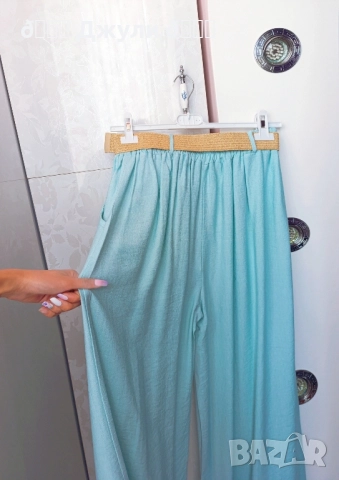 Стилен панталон с широк крачол от 100% варен памук, снимка 7 - Панталони - 51744392