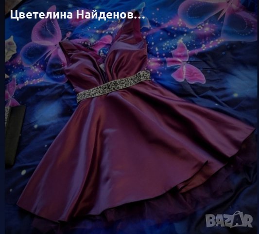 Продавам Официална коктейлна рокля от луксозна тафта в цвят ултравайлет+ПОДАРЪК Чантичка , снимка 5 - Рокли - 43701538