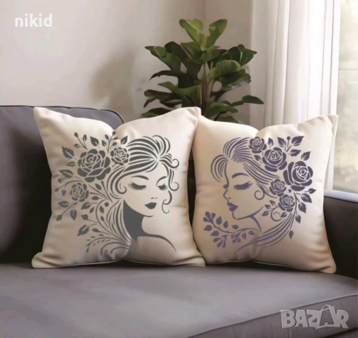 4 Вида жена момиче с рози цветя в косата стенсил шаблон за спрей за торта украса стена Scrapbooking, снимка 3 - Други - 50648292