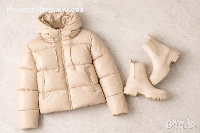 Дамско кожено яке и кожени боти комплект(последни бройки)