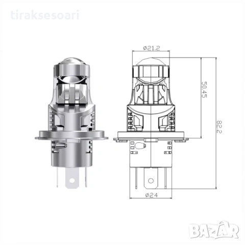 LED PROJECTOR Диодни крушки H4 240W 12V 350% светлина, крушки с лупи, снимка 3 - Аксесоари и консумативи - 53169968