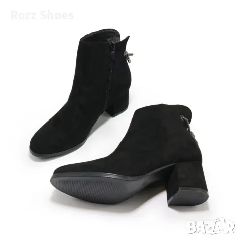 Дамски боти с плътен ток нов модел черен цвят код36, снимка 4 - Дамски боти - 47419378