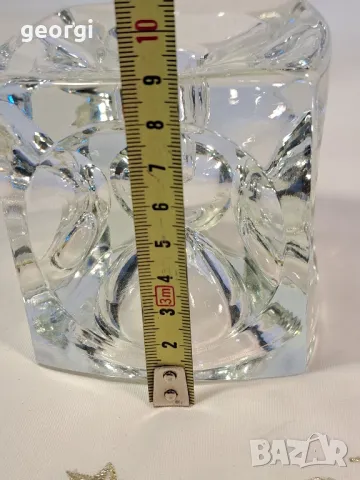 дизайнерски немски кристален свещник кубче лед 14/1, снимка 6 - Декорация за дома - 49396931