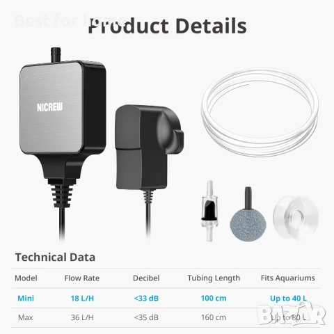 Ултра тиха аераторна помпа с единичен изход, снимка 6 - Водни помпи - 51054948