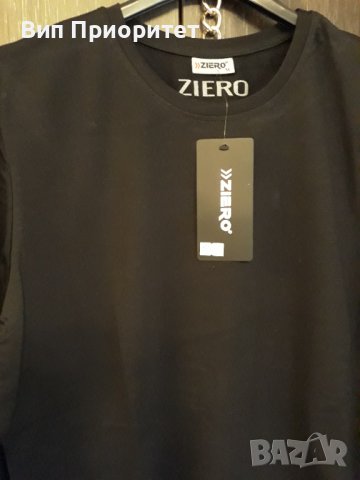 Марка ZIERO чисто нова с  етикета черна мъжка тениска с дълъг ръкав, хубава качествена стегната мате