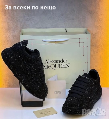 Alexander McQueen Дамски Черни Блестящи Маратонки 👟Дамски Спортни Обувки Код E. Fashion-24