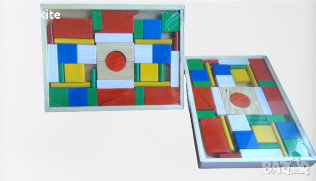 Дървени кубчета конструктор строител с едри части 39бр. /дървени игри, снимка 3 - Образователни игри - 38464030