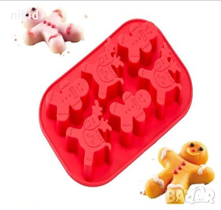 Елен Рудолф и Джинджифилово човече големи дълбоки силиконов молд форма шоколад гипс сапун коледен