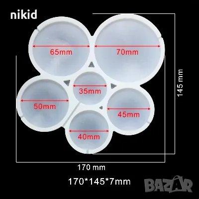 6 размера кръг силиконов молд форма близалки pops cakes Lollipop Pop Cake Попскейк фондан смола, снимка 2 - Форми - 47292528