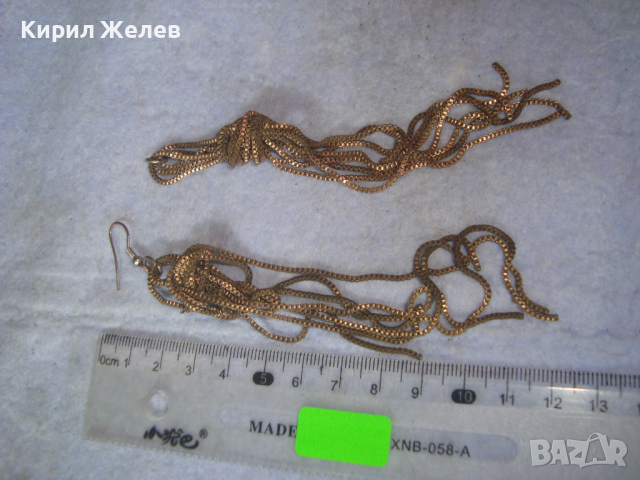 ЗЛАТИСТИ БРОНЗОВИ ТИП ВЕРИЖКИ ВИНТИДЖ ОБЕЦИ РЪЧНА АРТ ПЛЕТКА 3061, снимка 3 - Обеци - 36525043