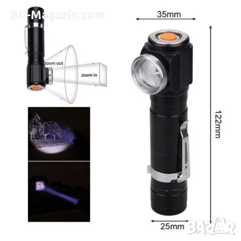 Мощен LED акумулаторен челник за глава 2в1 туристически лед фенер USB за риболов къмпинг палатка, снимка 6 - Къмпинг осветление - 50938502