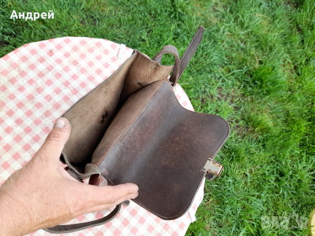 Стара кожена чанта #15, снимка 5 - Антикварни и старинни предмети - 32772838