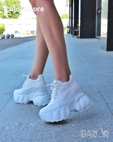 Кецове на платформа - бяла кожа - PA90 