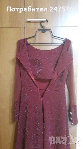 Рокля бордо с ръкави , снимка 2 - Рокли - 38795400