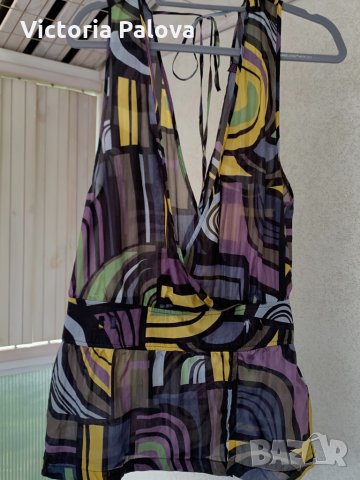 Красива ефирна блуза-потник,коприна, снимка 3 - Корсети, бюстиета, топове - 33200940