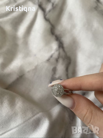 Сребърен пръстен с камъчета, снимка 1 - Пръстени - 44885005