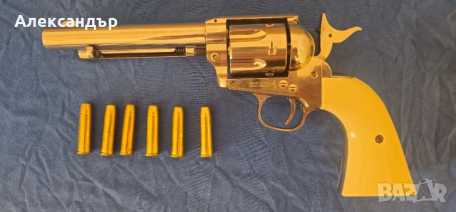 Въздушен пистолет COLT SА ARMY 45 никел CO2 4.5BB, снимка 2 - Въздушно оръжие - 51142476