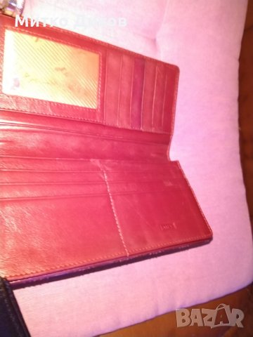 Арт женско портмоне за карти естествена кожа винено 190х100мм, снимка 3 - Портфейли, портмонета - 27415397