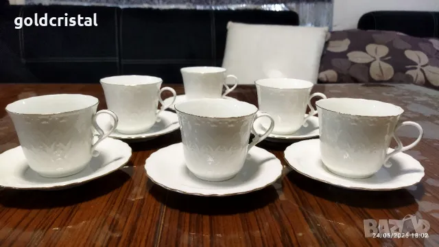 Стар български костен порцелан Бононя Ралица чаши за чай кафе 