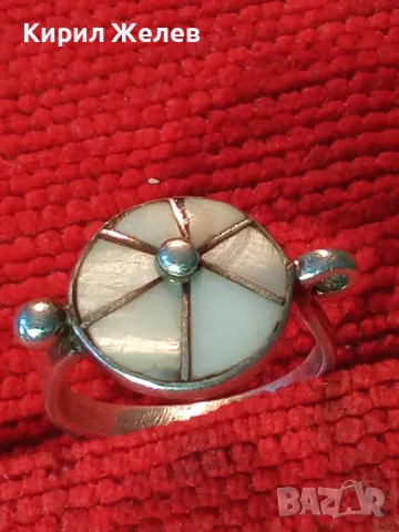 СТАР РЕТРО АРТ СЕДЕФЕН СРЕБЪРЕН ПРЪСТЕН СРЕБРО ВИСОКА ПРОБА с РЪЧНО ИНКРУСТИРАН СЕДЕФ 47160, снимка 11 - Антикварни и старинни предмети - 50136456