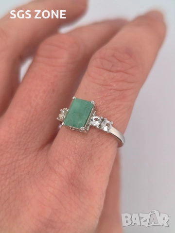 сребърен пръстен с изумруди, рубини и сапфири, снимка 4 - Пръстени - 51758890