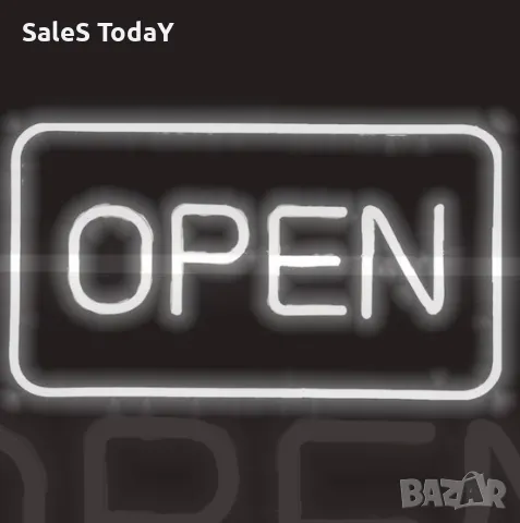Светеща табела, Лампа ОТВОРЕНО/ OPEN, бяла 41см
