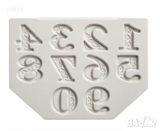 цифри числа декорирани силиконов молд форма фондан шоколад гипс украса 