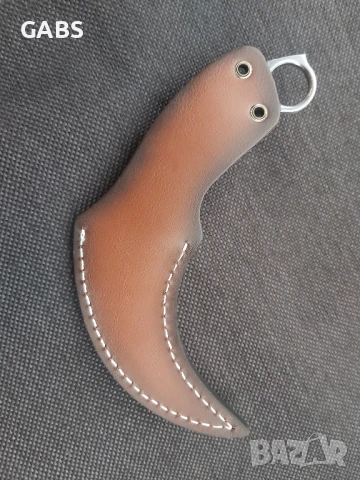 Дизайнерски карамбит Todd Begg с кания от телешки бланк, снимка 10 - Ножове - 50668417