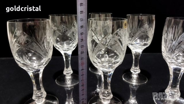 кристални чаши за вино , снимка 3 - Антикварни и старинни предмети - 52436893