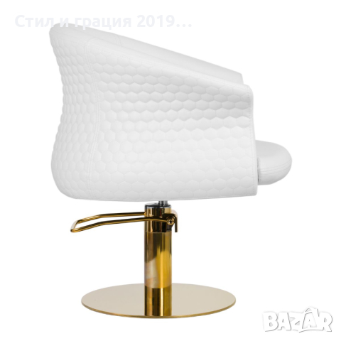 Фризьорски стол Versal Gold - бял/черен, снимка 2 - Фризьорски столове - 44878718