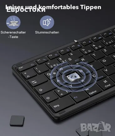 Сгъваема Bluetooth клавиатура OMOTON BK001, пълен размер, снимка 7 - Клавиатури и мишки - 48604702