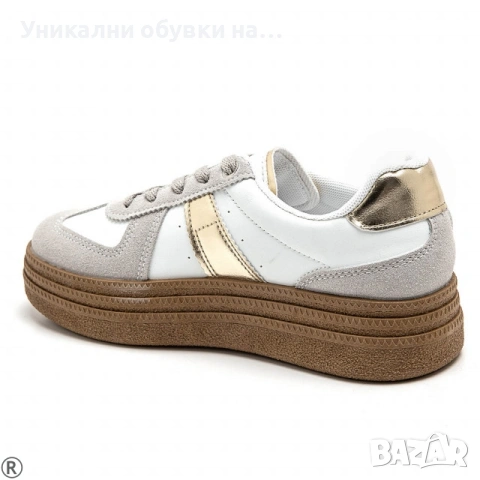 Дамски кецове в бял и сив цвят- Amanda Gold 11118, снимка 3 - Кецове - 53534823