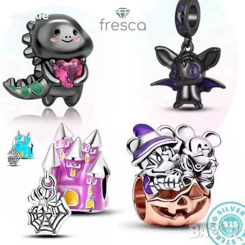 Талисман /и серия Halloween Fresca по модел Пандора Pandora с печат S 925. Колекция Amélie