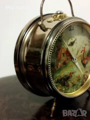 Стар механичен будилник, настолен часовник, снимка 6 - Антикварни и старинни предмети - 48448242