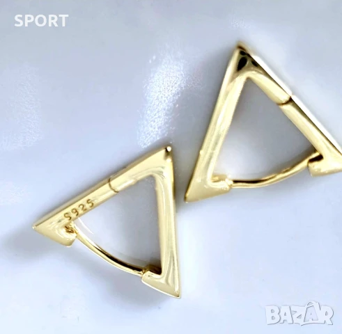 Сребърни миниатюрни обеци със златна баня , снимка 3 - Обеци - 51233180