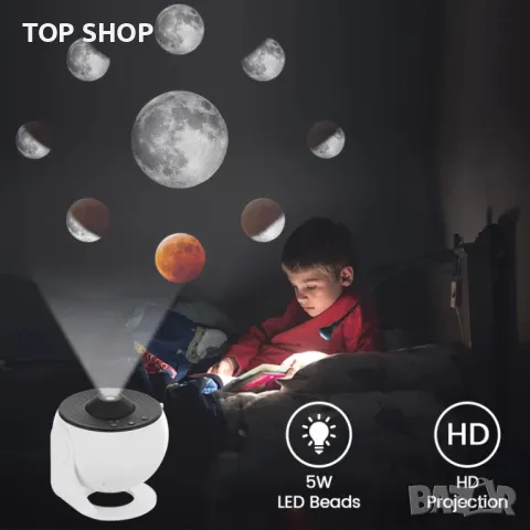 Звезден проектор Fussion Planetarium планетариум звездно небе с 12 филмови диска, снимка 8 - Детски нощни лампи - 49050321