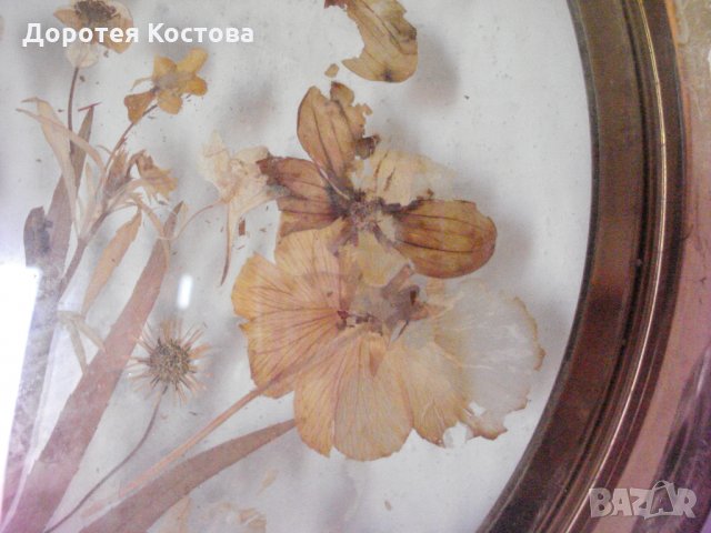 Стар месингов поднос със сухи цветя, снимка 3 - Антикварни и старинни предмети - 27135758