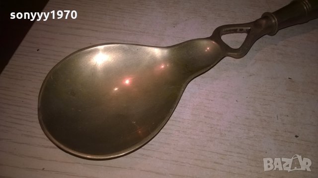 ГОЛЯМА РЕТРО ЛЪЖИЦА-МЕД/МЕСИНГ/ДЪРВО-ВНОС ФРАНЦИЯ, снимка 3 - Колекции - 27110999