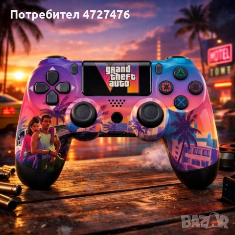 Безжичен джойстик за PS4 с тъчпад, вибрация и LED осветление – FC25 / GTA дизайн, снимка 3 - Джойстици и геймпадове - 53342740