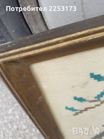 Стар ръчен гоблен с лястовички, снимка 3 - Декорация за дома - 36839624