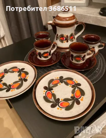 Керамика ръчно рисуван сервиз vintage 70's SCHRAMBERG, снимка 2 - Сервизи - 47273594