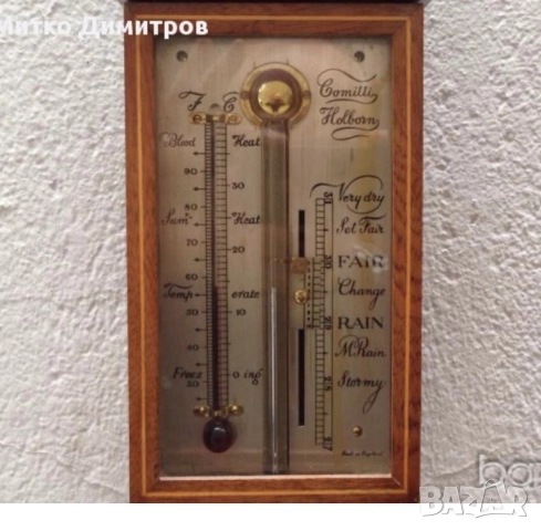 Старинен английски барометър Comitti & Holborn, снимка 4 - Антикварни и старинни предмети - 52718749