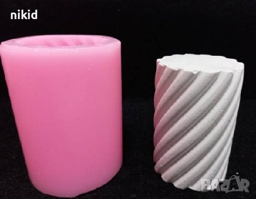 3D Спирала цилиндър висок силиконов молд форма калъп за украса свещ фондан декорация гипс сапун, снимка 3 - Форми - 36960056