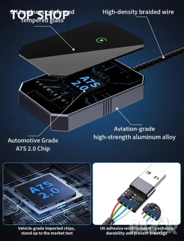 Безжичен адаптер Aurevita за Carplay, безжичен адаптер Carplay за iPhone, снимка 6 - Аксесоари и консумативи - 49937562